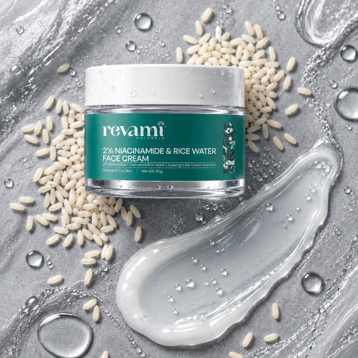 Revami 2% Niacinamide Rice Water Face Cream – Daily Brightening Moisturizer - 50g