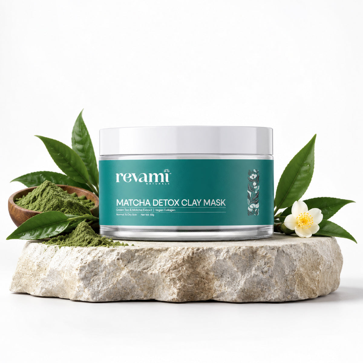 Revami Matcha Detox Clay Face Mask for Tan Removal & Dark Spot Reduction -  50g